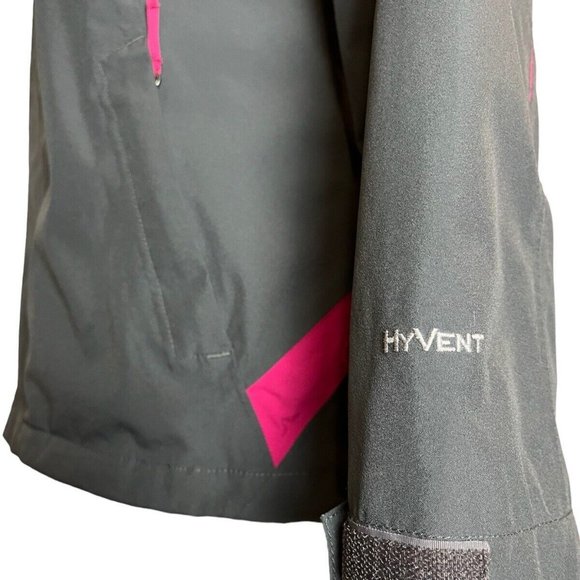 The North Face Jacket Girls L 14 16 Hy Dry Vent Hood Zip Gray Pink Waterproof - Picture 5 of 7